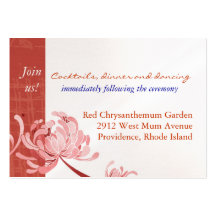 BridalHeaven Red Mum Reception Cards (3.5x2.5) Business Card Template
