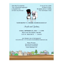 Bride And Groom Boston Terrier Wedding Shower Personalised Invites
