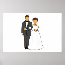 Bride and groom cartoon poster