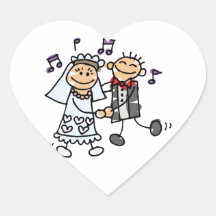 Bride and Groom Celebrate Wedding Hearts Stickers