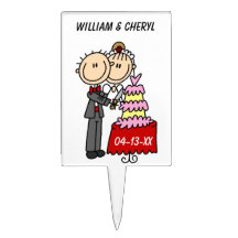 Bride and Groom Cut the Cake T-shirts and gifts Cake Topper