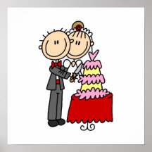 Bride and Groom Cut the Cake T-shirts and gifts Poster