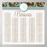 Bride and Groom Damask Seating Chart for Reception Poster