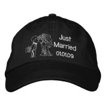 Bride and Groom Kiss - Just Married Embroidered Baseball Caps