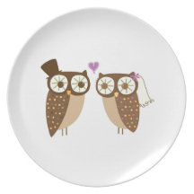 Bride and Groom Owl wedding plate