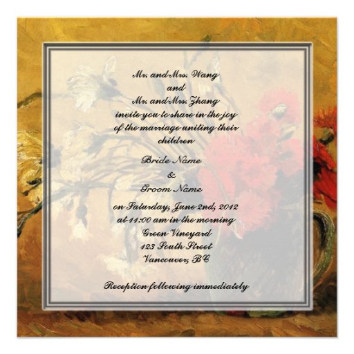 Bride and groom parents'  invitation, van Gogh