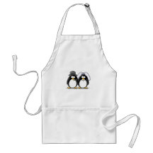 Bride and Groom Penguins Aprons