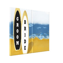 Bride and Groom Surf Boards Wrapped Canvas Art Stretched Canvas Prints
