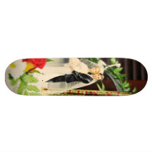 Bride and groom wedding cake topper skateboards