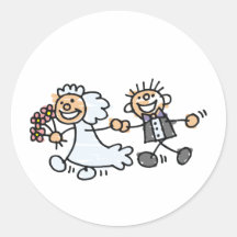 Bride And Groom Wedding Elope Elopement Round Sticker