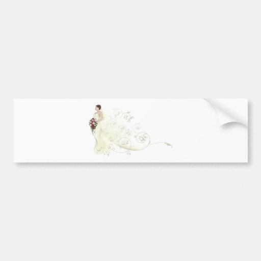Bride beautiful wedding dress  pattern background bumper stickers