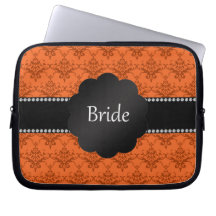 Bride gifts orange damask computer sleeve