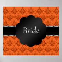 Bride gifts orange damask print