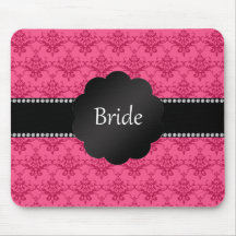 Bride gifts pink damask mouse pad