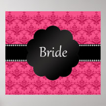 Bride gifts pink damask poster