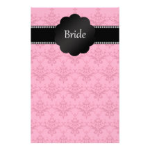 Bride gifts pink damask stationery paper