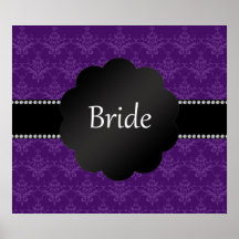Bride gifts purple damask posters
