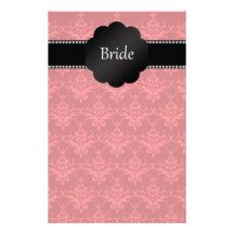 Bride gifts red damask customized stationery