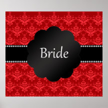 Bride gifts red damask print