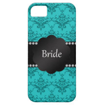 Bride gifts turquoise damask iPhone 5 case