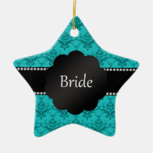 Bride gifts turquoise damask ornament