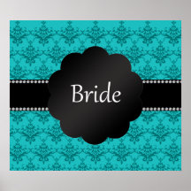 Bride gifts turquoise damask posters