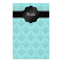 Bride gifts turquoise damask stationery