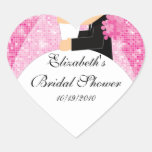 Bride Groom Bridal Shower Square Sticker Pink