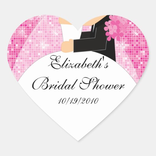 Bride Groom Bridal Shower Square Sticker Pink