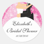 Bride Groom Bridal Shower Sticker Pink