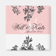 Bride & Groom Elegant Monogram Refrigerator Magnet