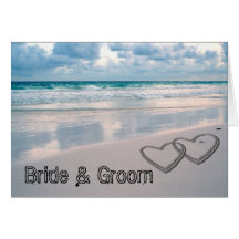 Bride & Groom Names Written in the Sand Card