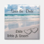 Bride & Groom Names Written in the Sand Magnets