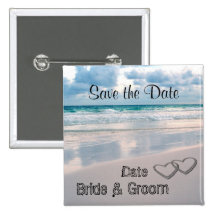 Bride & Groom Names Written in the Sand Pins