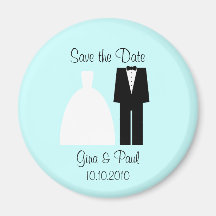 Bride Groom Save the Date Fridge Magnets