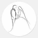 Bride & Groom Sketch Round Stickers