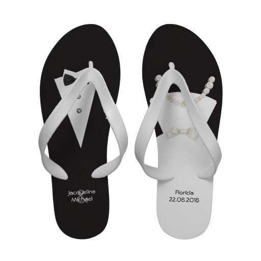 Bride  Groom Wedding Flip Flops Sandals | Zazzle