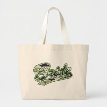 Bride/Military Green Camouflage Tote Bags