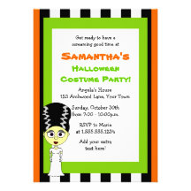Bride of Frankenstein Halloween Costume Party Custom Invitations