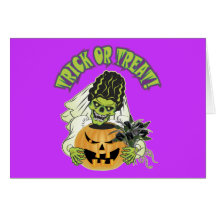 Bride of Frankenstein Skull Greeting Card