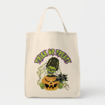 Bride of Frankenstein Skull Tote Bags