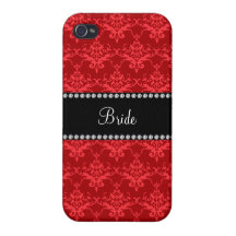 Bride red damask gifts iPhone 4/4S covers