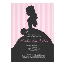 Bride Silhouette - Bridal Shower Stripes (Pinkl) Custom Invitation