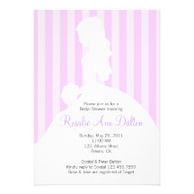Bride Silhouette - Bridal Shower Stripes (Purple) Invitations