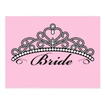 Bride Tiara Postcard (pink background)