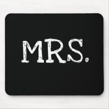 Bride White Text Mrs. Mouse Pads
