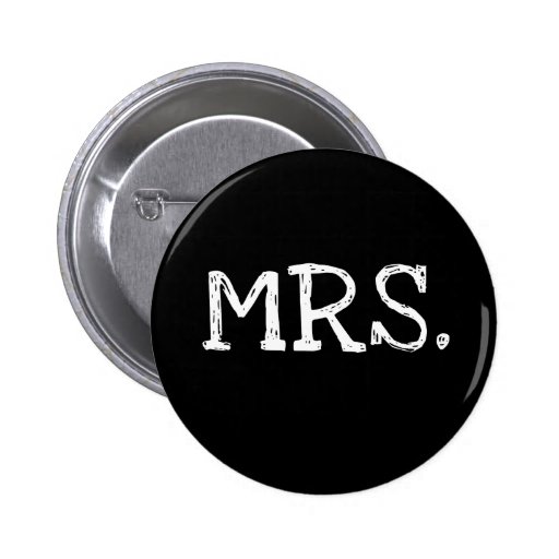Bride White Text Mrs. Pinback Buttons