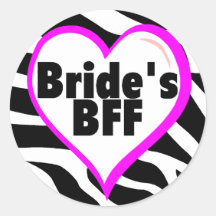 Brides BFF (Heart Zebra Print) Round Stickers