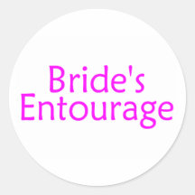 Brides Entourage Pink Round Stickers