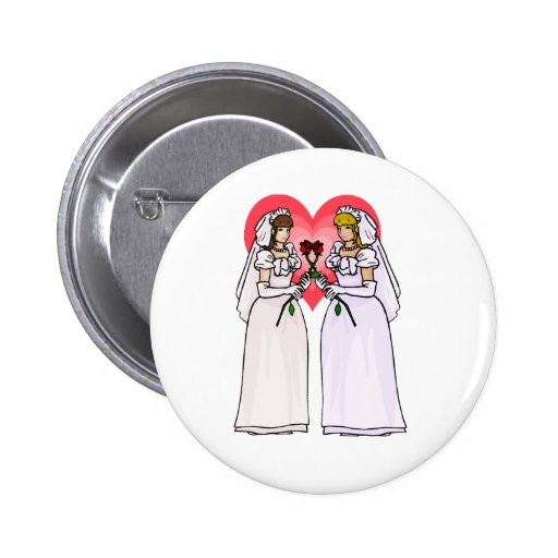 Brides with Roses in Love Buttons